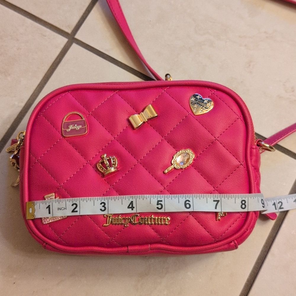 Juicy Couture "Girl Only" Quilted Hot Pink Crossbody With Cute Charms - Picture 12 of 14